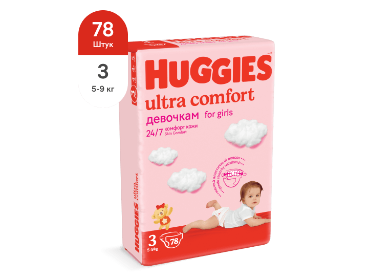 Подгузники Huggies® Ultra Comfort для девочек
