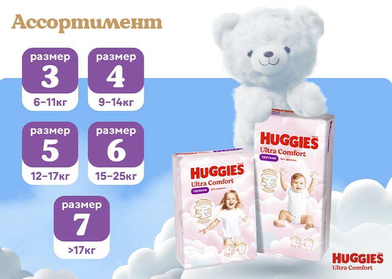Трусики-подгузники Huggies® Ultra Comfort для девочек
