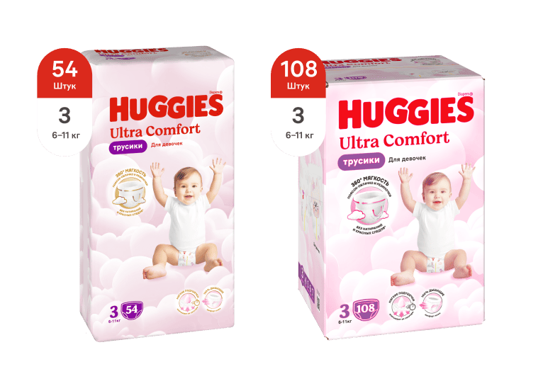 Трусики-подгузники Huggies® Ultra Comfort для девочек
