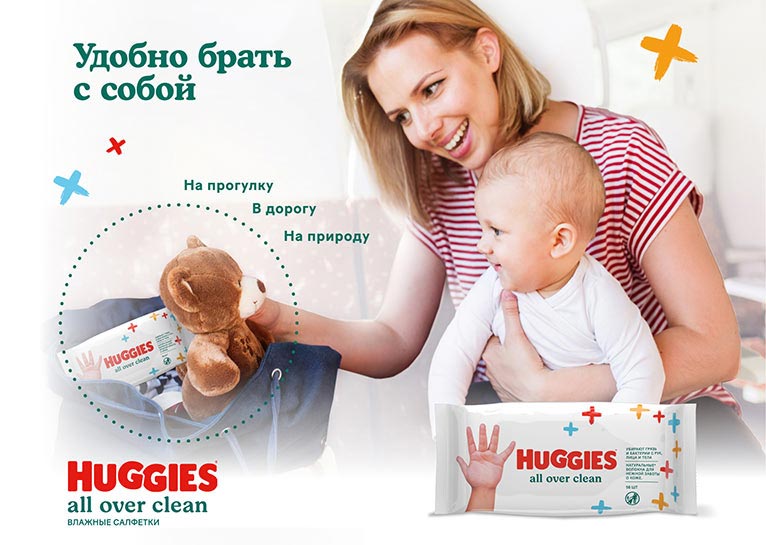 Влажные салфетки Huggies® All Over Clean